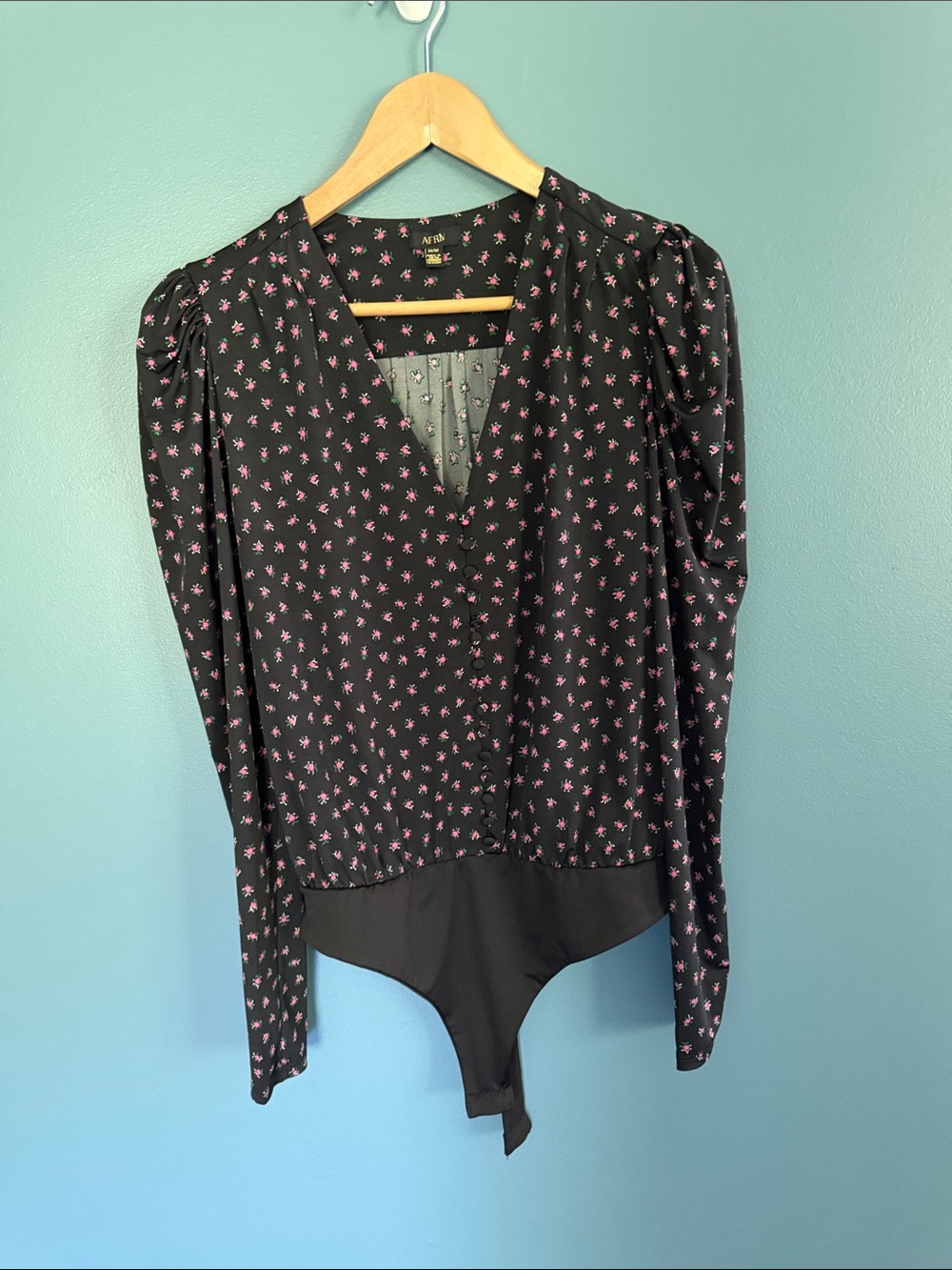 AFRM Black Floral Bodysuit Size medium